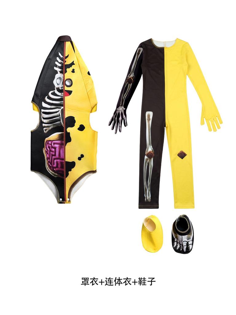 Costume Cosplay Banane Squelette Partiel pour Enfants Fête d'Halloween Tenue de Spectacle