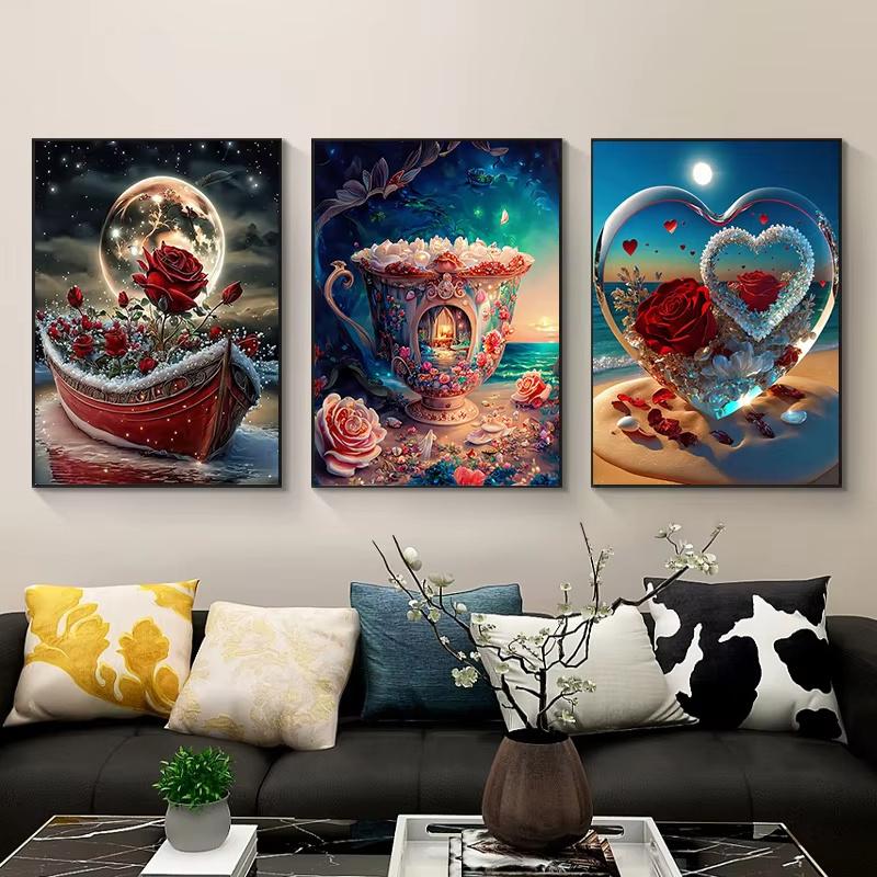 5D DIY Diamond Painting Flower Scenery Diamond Embroidery Painting Full Round Diamond Mosaic DIY Rhinestone Home Decor Gifts