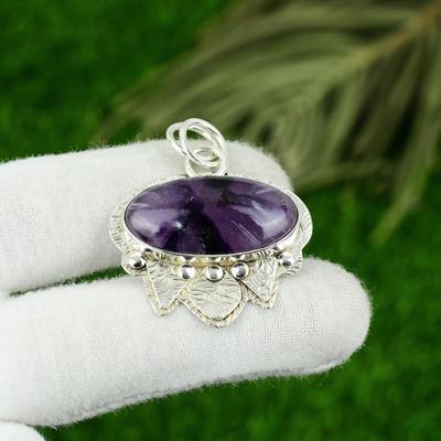 Mothers Day Deal Natural Star Amethyst Wedding Wife Pendant 925 Sterling Silver