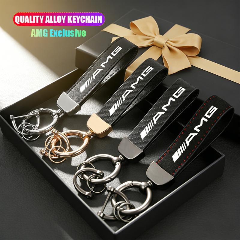 Autoschlüsselanhänger Ringe Leder Emblem Schlüsselanhänger Auto Schlüsselanhänger Aufkleber Für Mercedes Benz AMG Smart W205 C300 W203 W206 W108 W124 W126