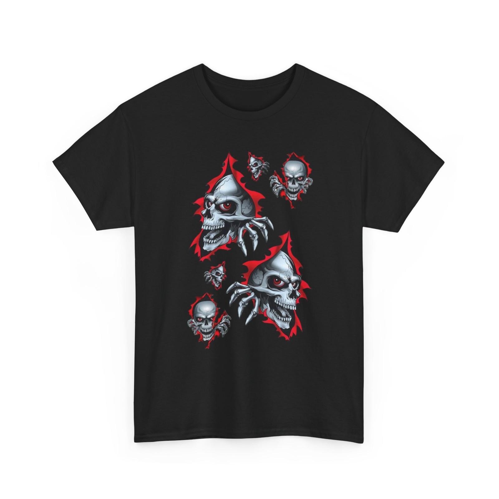 Skull Rips with Claw Hands Tee Horror Skull Graphic Tee S