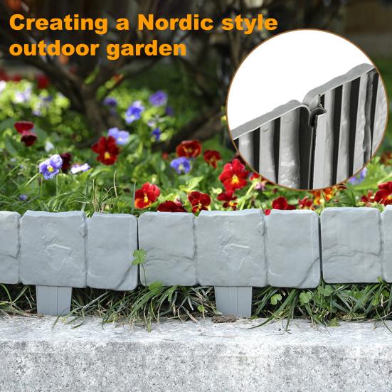 Faux Stone Fence Landscape Edging Easy Installation Flower Bed Lawn Yard Weed Barrier Fence Garden Bed Boundary