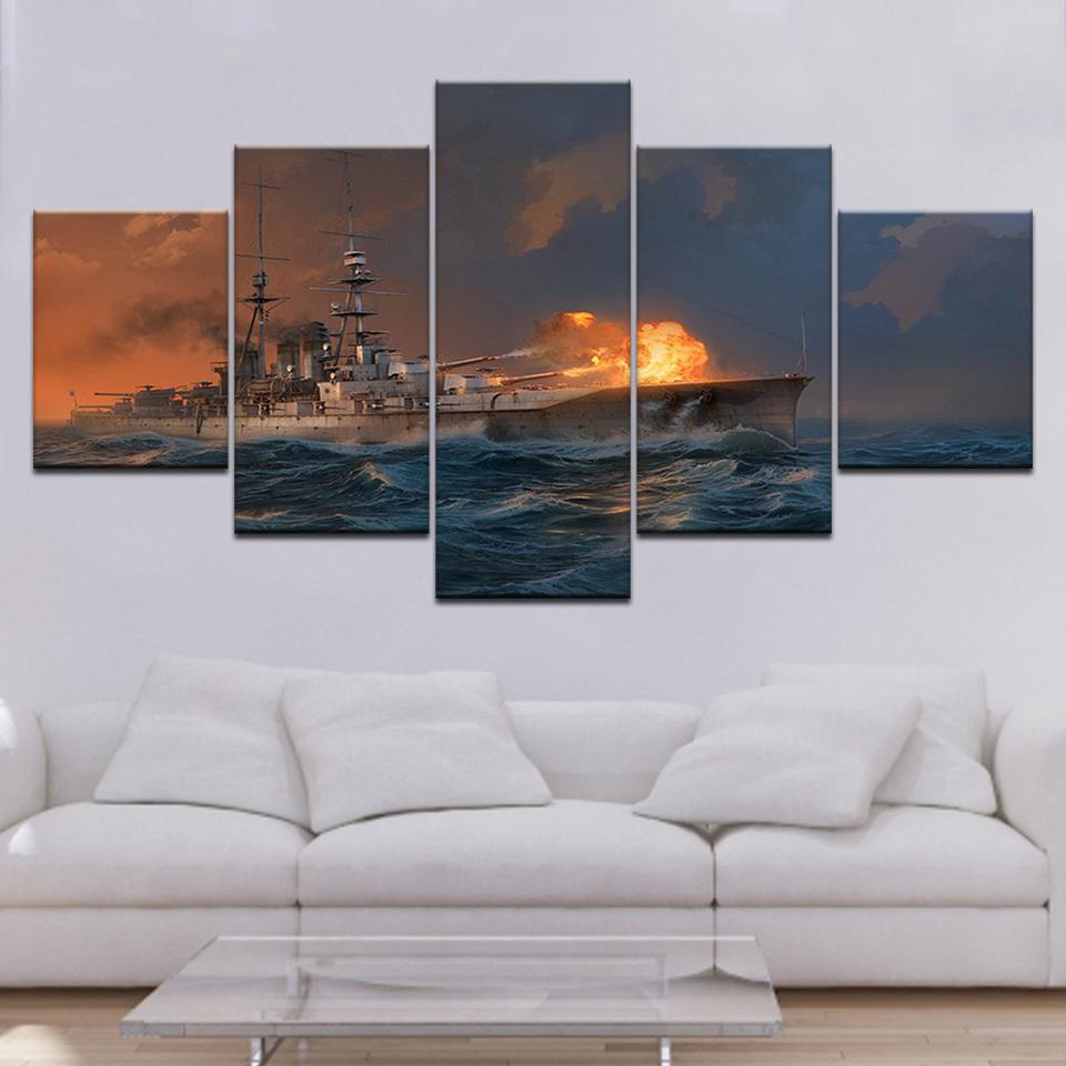 

Boat at sea seascape modern modular 5 board HD print wall poster living room modern home decoration canvas painting 20x35 20x45 20x55cm