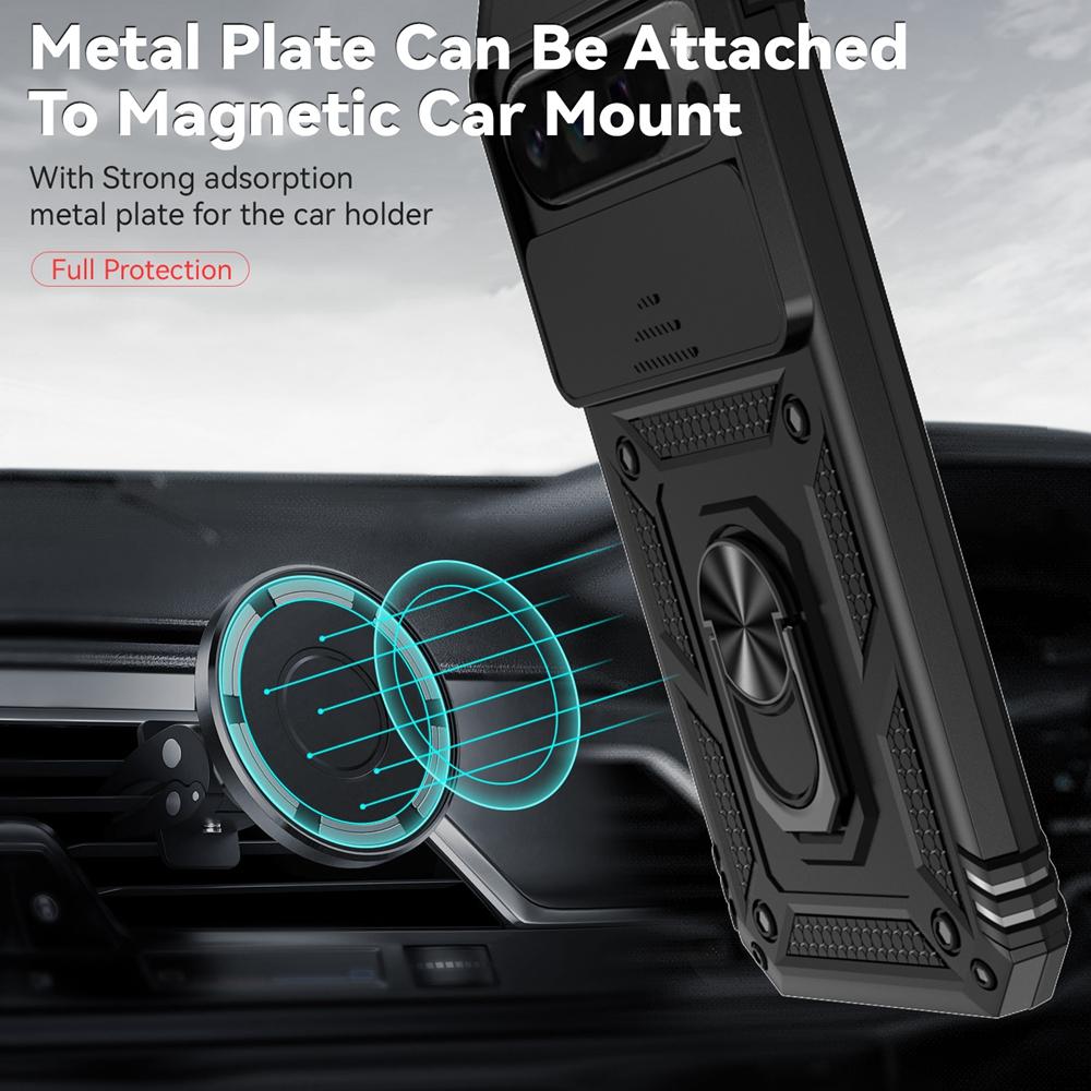 Capa Armadura à Prova de Choque Para Google Pixel 6 7 8 9 10 Pro XL 5G Capa Protetora de Lente Deslizante Para Pixel 6A 7A 8A 9A Capa com Suporte de Anel