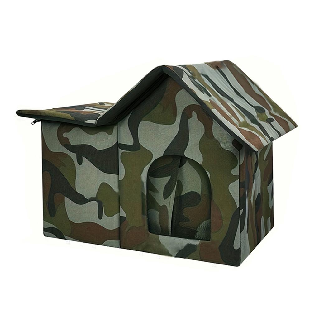 Insulated Outdoor Cat House Waterproofing Large Space Foldable Cat Bed Kitty Shelter for Garage Porch Barn Outdoor Cat
