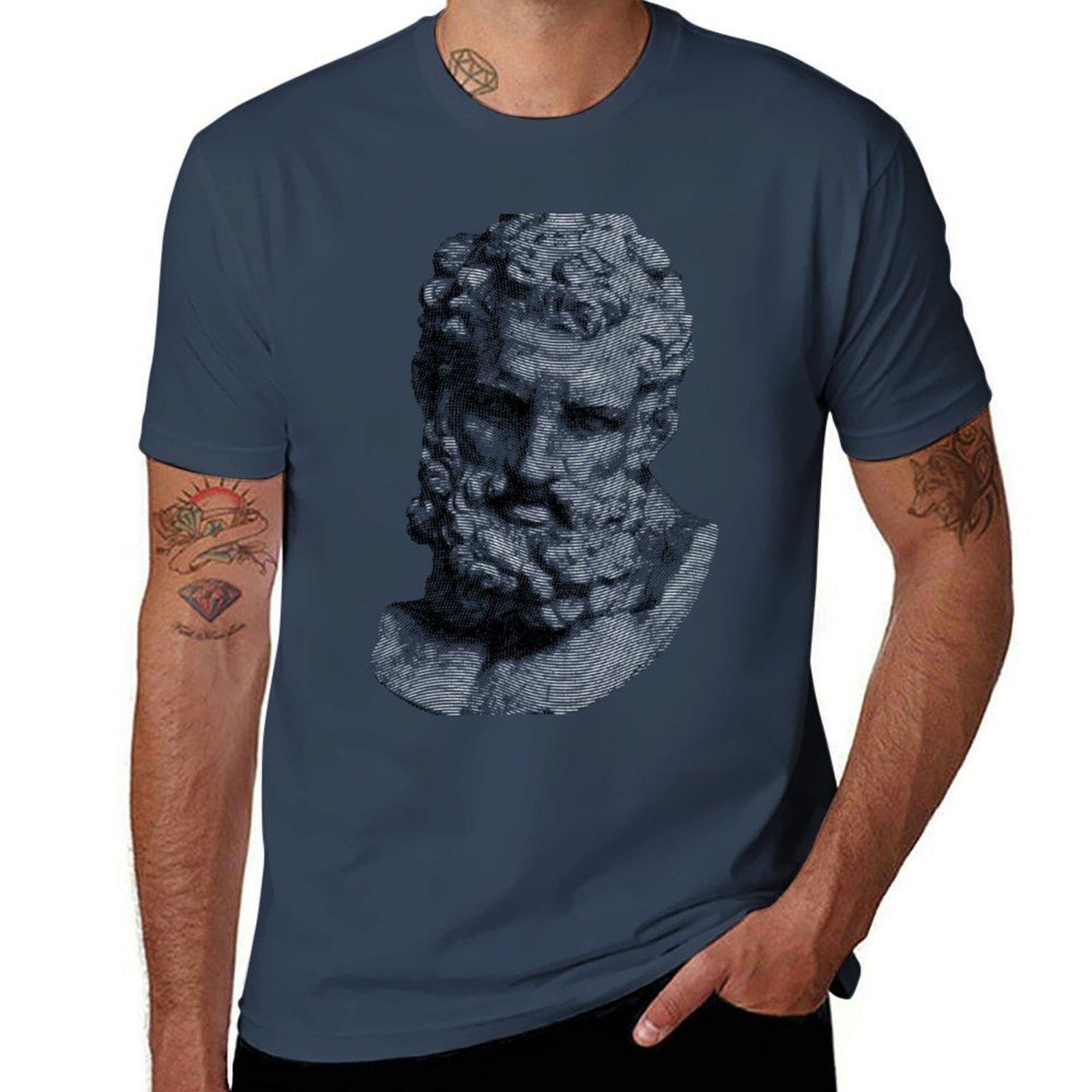 Ancient Head Of Herakles Tshirt Large Size Casual Short Sleeve Top S