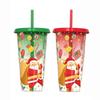 New Plastic Color Changing Cup Discoloration Dining Supplies Cold Drink Cup 710ml Reusable Straw Cup Christmas