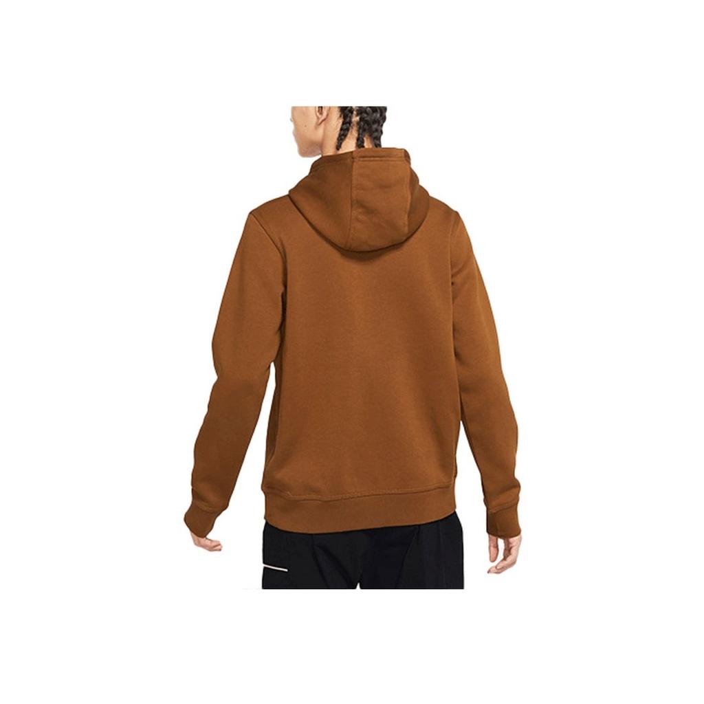 Nike Club Swoosh Small Logo Solid Color Drawstring Hoodie Pullover Men Sweatshirt Tan 916271-290