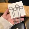 Fashion Long Tassel Full Rhinestone Drop Earrings for Women Bowknot Crystal Dangle Earrings Jewelry Gifts