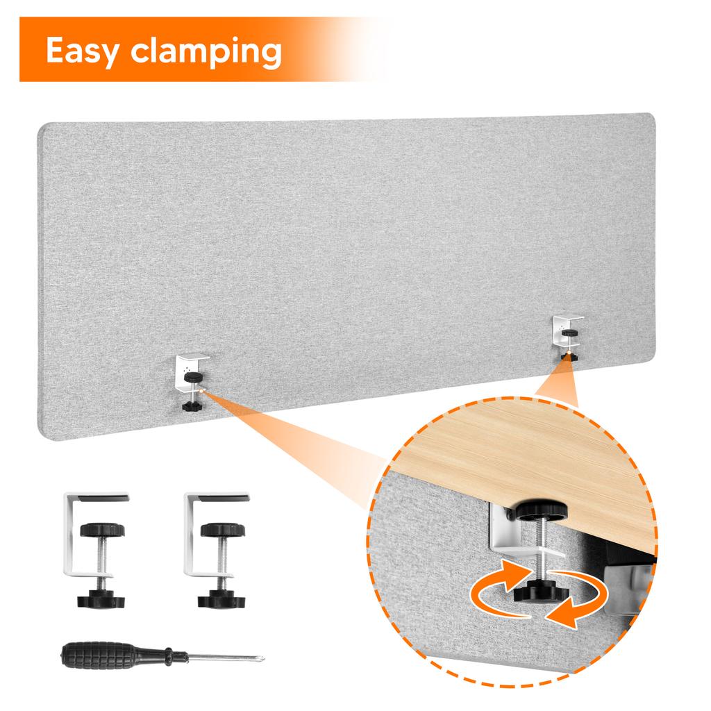 2 Pack Cubicle Partition Panel Clamp-on 61 X 24 Inch Workstation Privacy Divider with 4 C-Type Clamps for Office Study Library