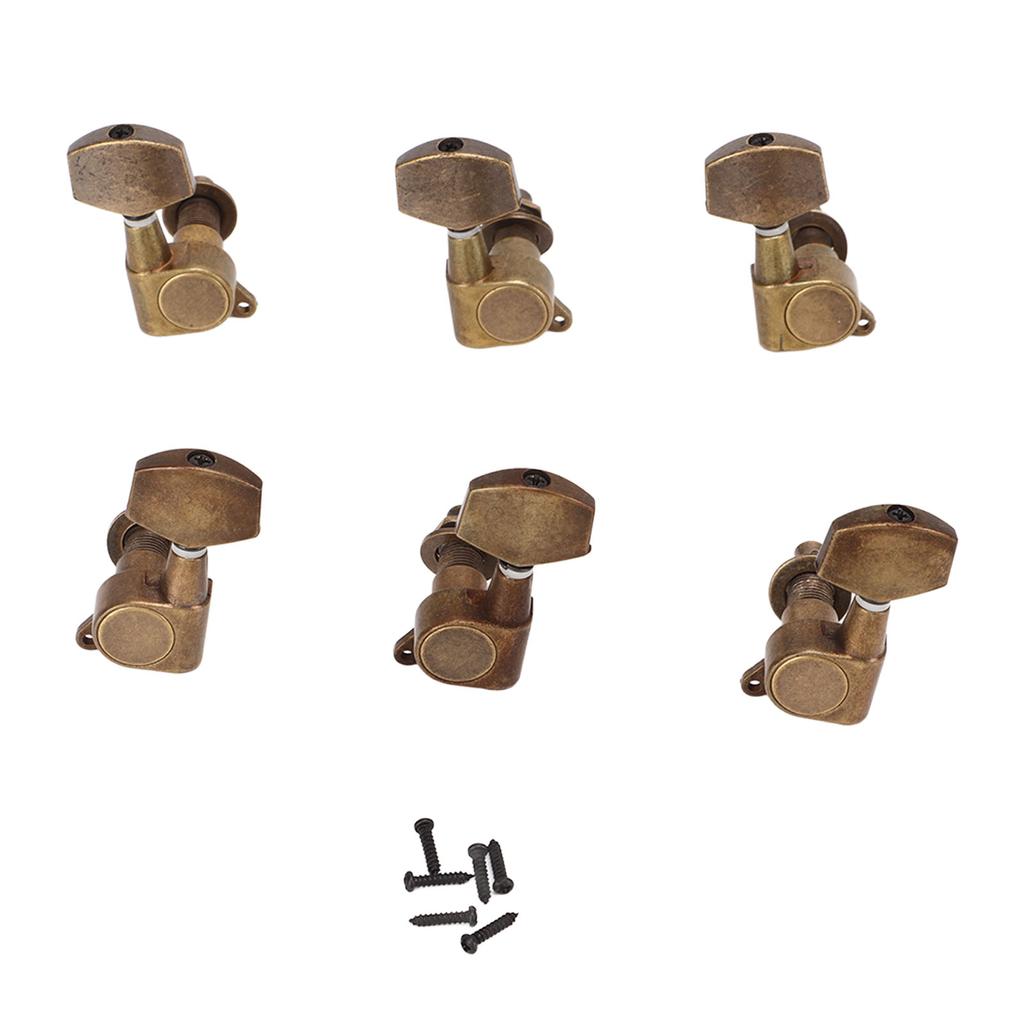 6 Pcs Guitar Tuning Pegs 3L3R Metal Bronze Heavy Internal Gear Electric Guitar Machine Heads Tuning Key
