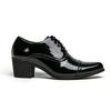 Retro pointed leather shoes outer heightening Cuban shoes British style engraved business casual shoes high heel