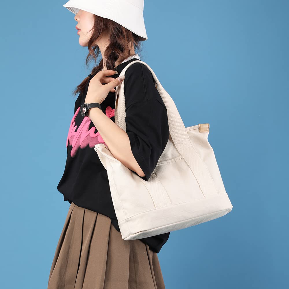 Tote Bag for Large Capacity A4 Size Wide for Travel and Commuting [zhongningyifeng] Women, Canvas, Divider, Handbag, Stylish, Cute, Lightweight,