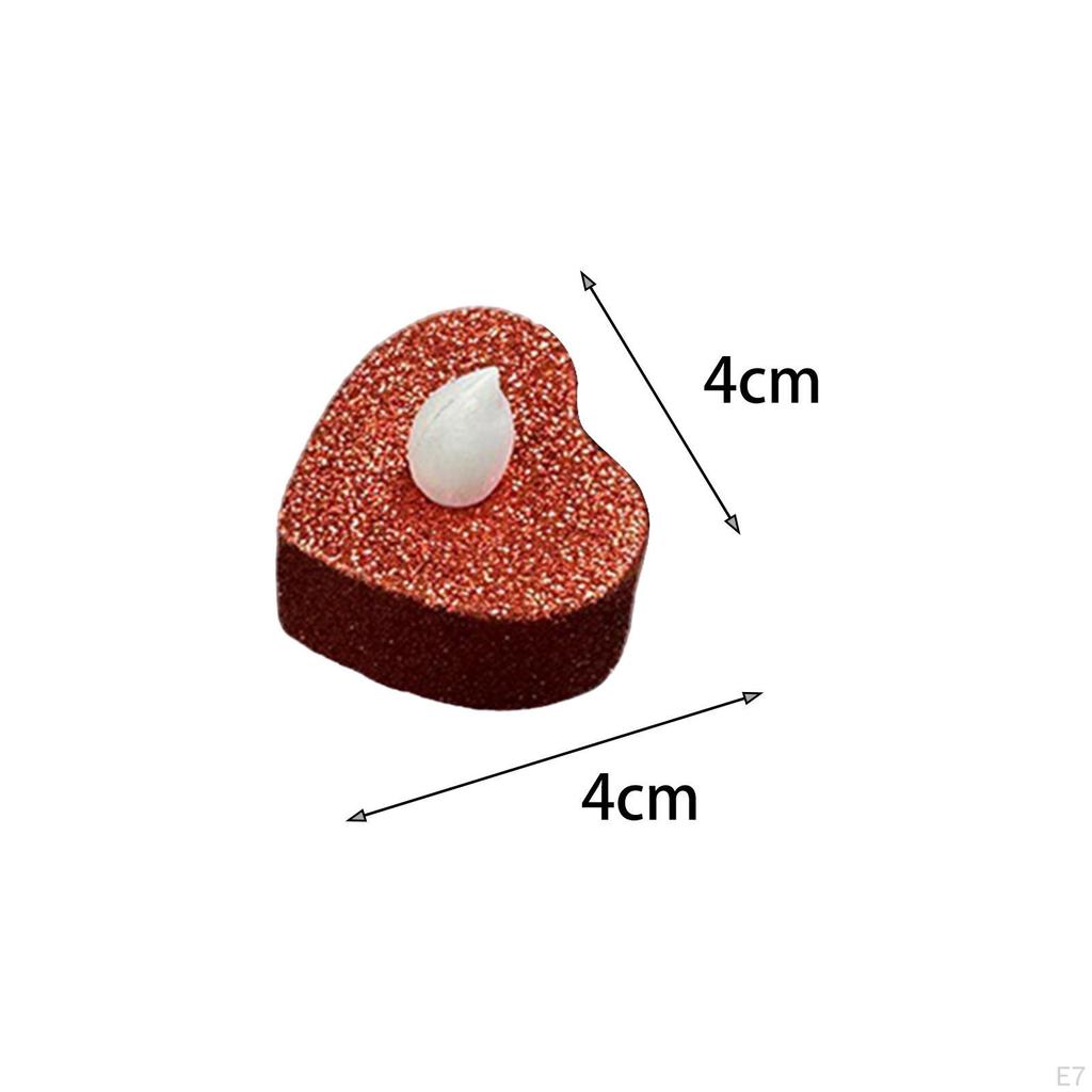 24 Heart-Shaped Electric Tea Lights, LED Votive Candles, Versatile, 1.5x1.5 Inches, for Wedding