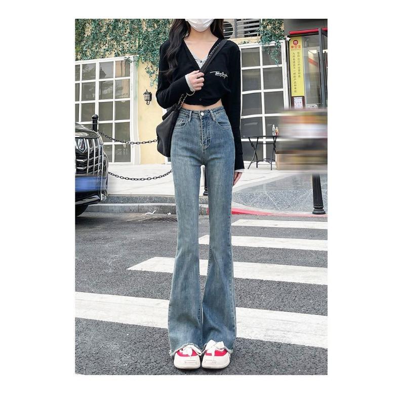 High-waisted Pants Slim Stretch Flared Retro Floor Pants