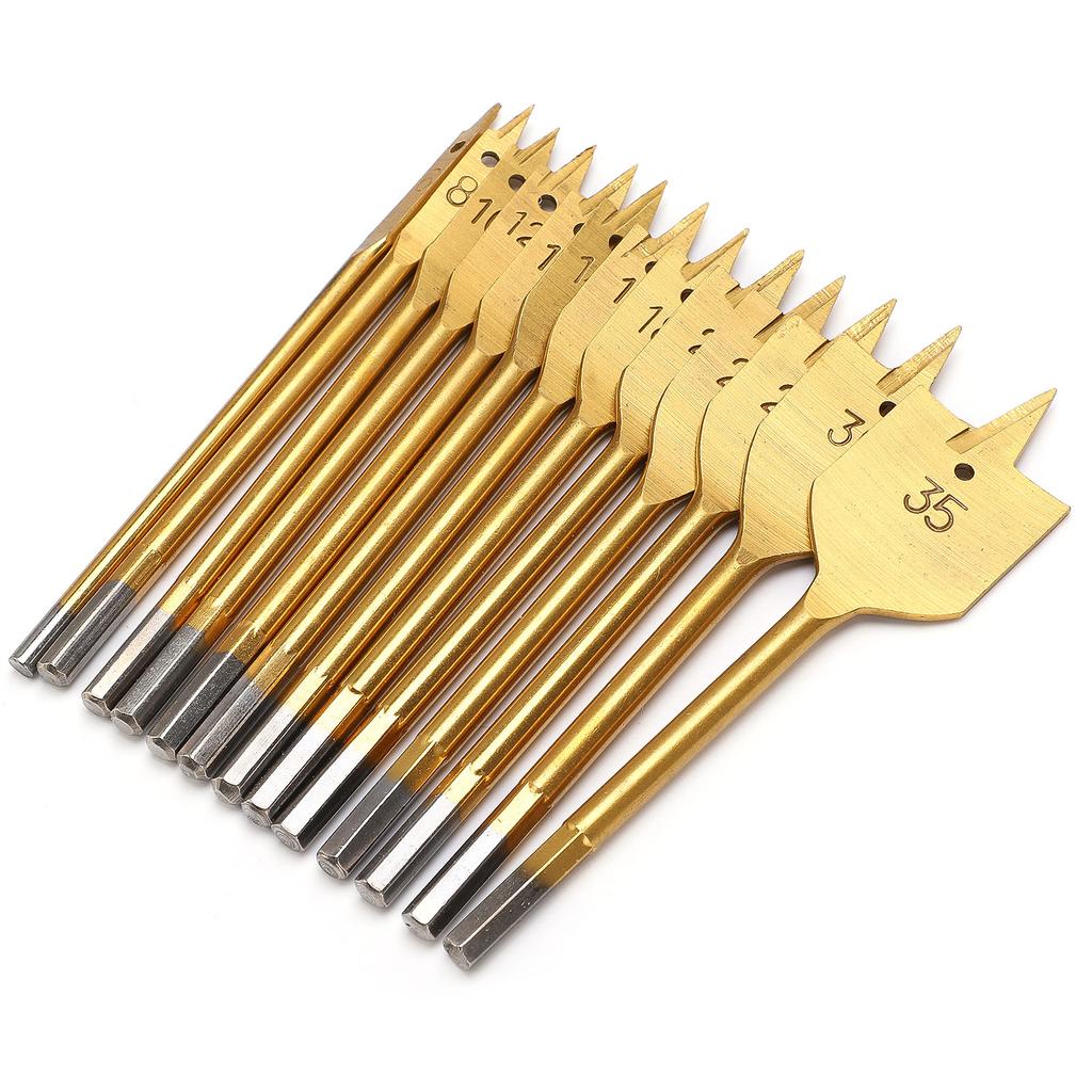 13pcs High Carbon Steel Paddle Flat Bits 1Celsius4in Hex Shank Wood Hole Cutter