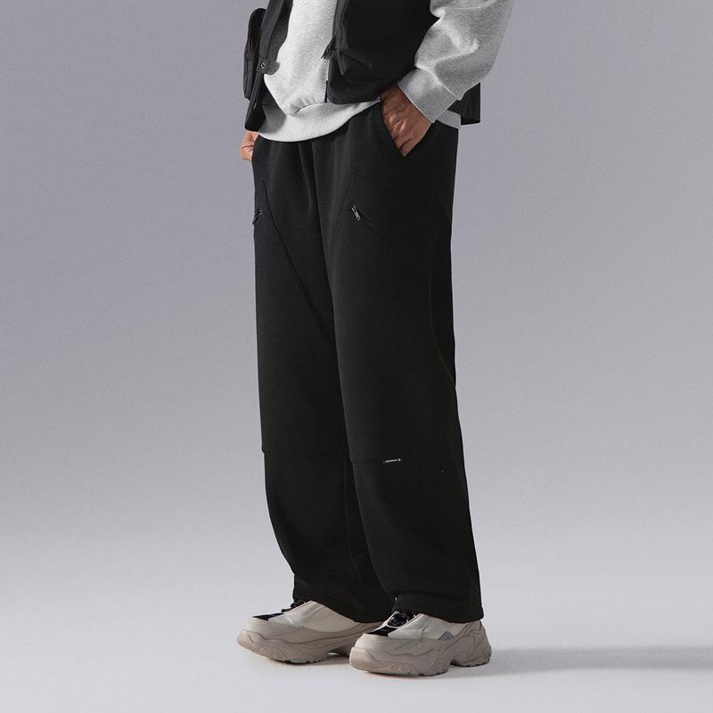 Li Ning CF Suo Fleece Warm Anti-Static Straight Loose Sweatpants Men Bottoms Black AKLU905-4