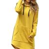 Plus Size Women Casual Long Sleeve Pocket Drawstring Loose Hoodie Mini Dress