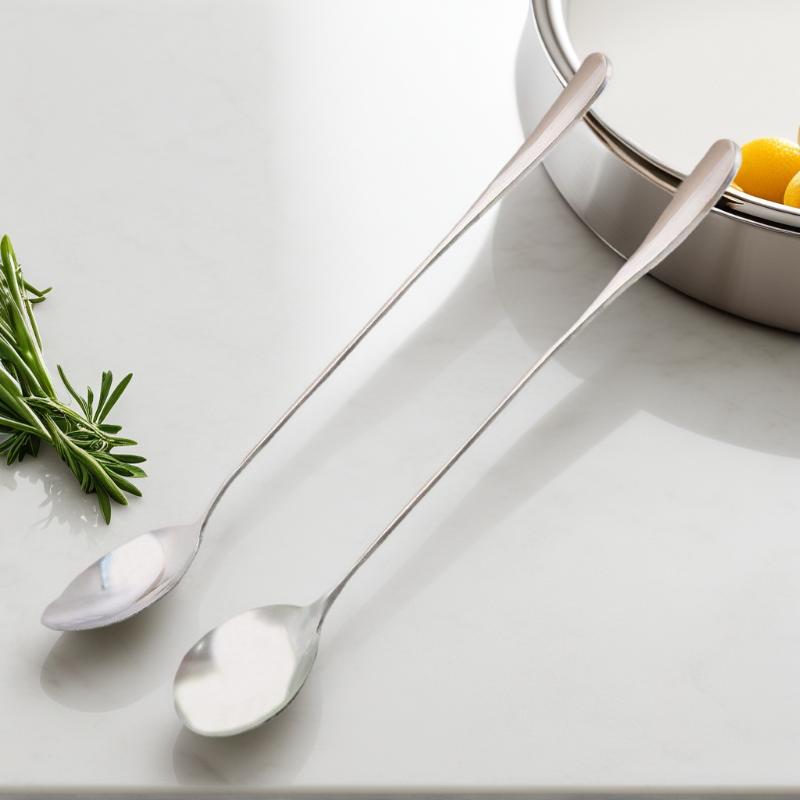 Elegant Stainless Steel Spoon with Long Handle; Coffee Mixing, Ice Cream, Dinner Table Spoon & Fruit Fork