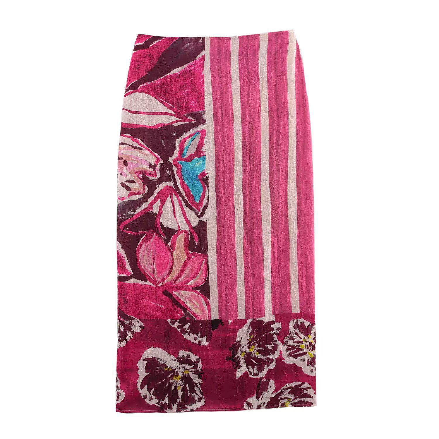 

Spring/Summer 2025 Women s Casual Print Midi Skirt Medium розовый