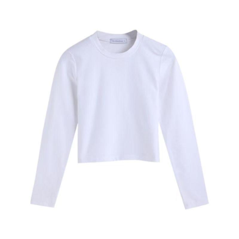 Women's Black Off-Shoulder Long Sleeve Crop Tops - Autumn/Winter High Collar Cotton Fashion T-Shirts