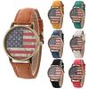 Vintage British Style Quartz Watch With Denim Band And American Flag For Unisex Casual Wear