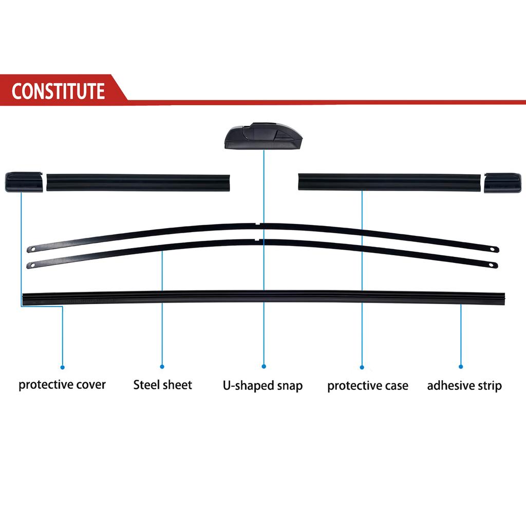 For Citroen Berlingo MK1 2000-2007 Car Wiper U-type Soft Rubber Boneless Wiper HD Quiet Durable Automotive Wiper 22"+21"