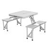 Portable Folding Picnic Table with 4 Seats Aluminum Alloy for Outdoor Camping Beach Brushed Silver