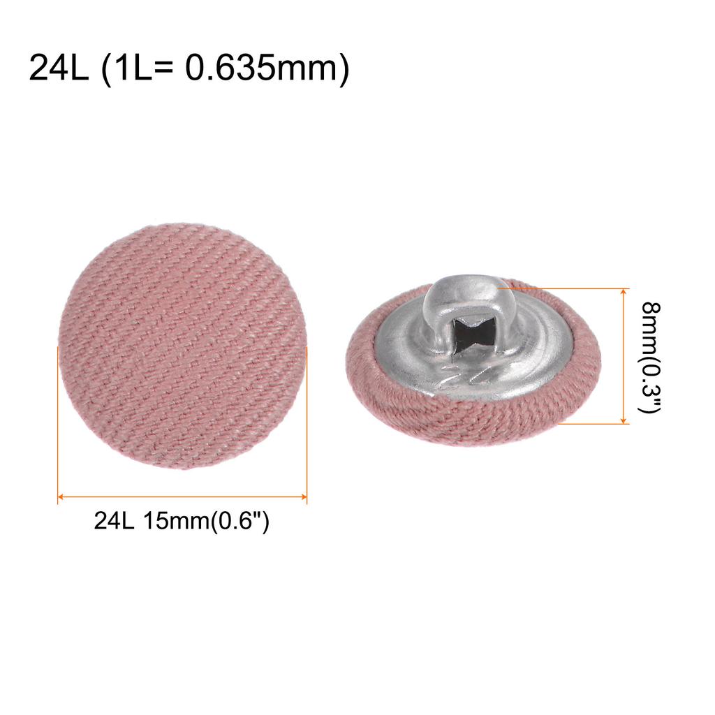 10pcs Fabric Cloth Covered Button 15mm Metal Round Sewing Buttons, Deep Pink/Light Green/Army Green/Alloy Orange