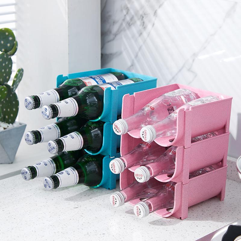 Refrigerator Beverage And Beer Storage Box Easy To Open Stackable Multi-Layer Anti-Drop Storage Rack Portable Organizing Stand