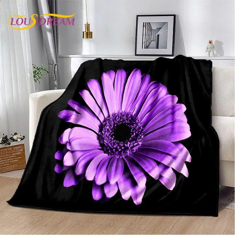 Nordic 3D Daisy Flower Soft Plush Blanket,Flannel Blanket Throw Blanket for Living Room Bedroom Bed Sofa Picnic Cover Bettdecke