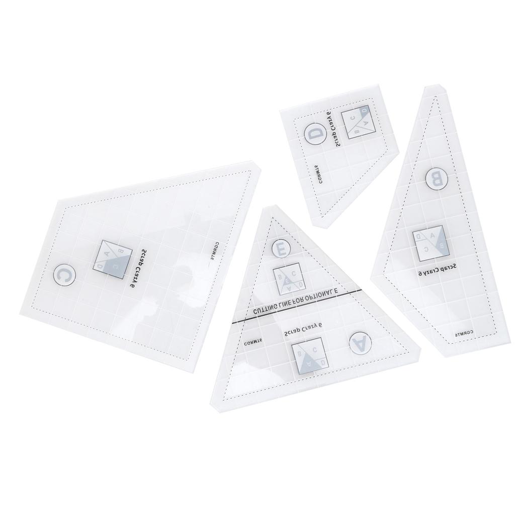 4pcs Quilting Rulers DIY Transparent Acrylic Templates Set for Craft Professional Sewing Gift