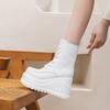 Fashion 10CM Genuine Lather Women Platform Boots British Style Chunky Heel Mid-calf Ladies Boots Autumn White Plush Goth Women Shoes