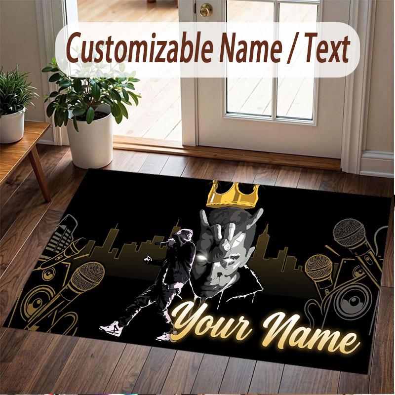 Custom Name Crystal Velvet Rug,Eminem Comfortable Anti Slip Floor Mat For Room Decoration