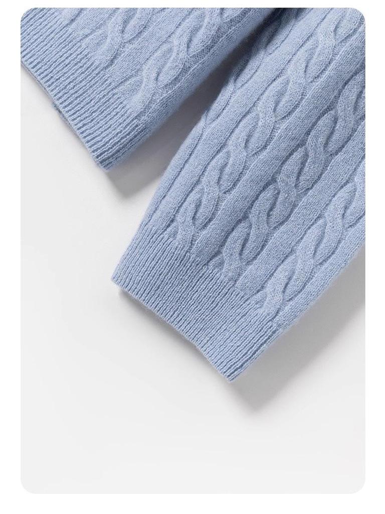 Autumn & Winter Solid Color Round Neck Cable Knit Lazy Style Sweater