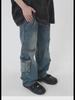 Unisex Retro High Street Pocket Jeans: Loose, Wide-Leg, Straight Fit Workwear for Couples