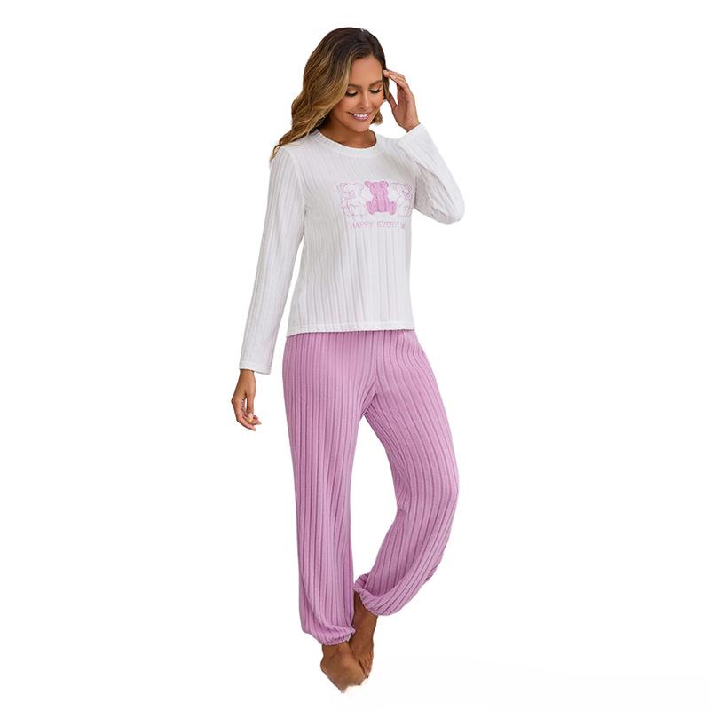 

Новая весенне-осенняя женская пижама, комплект из двух предметов: длинные брюки и кофта с длинным рукавом, свободная и удобная домашняя одежда XL фиолетовый