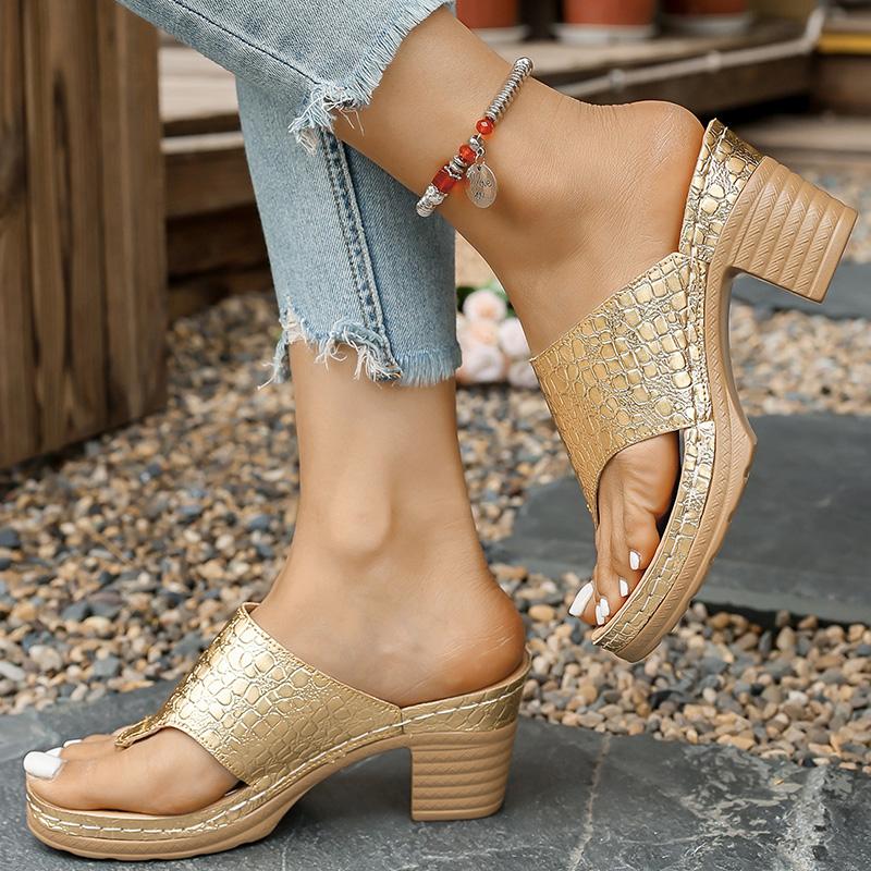Fashion Fashion High Heels Sandals for Women Summer Plus Size Women Shoes Clip Toe Sandles Woman Lightweight Thick Heeled Beach Slipper