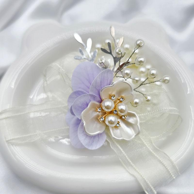 1Pc Pearl High-end Feel Mesh Sweet Plastic Wedding Decorations Simulation Wrist Corsage Petal