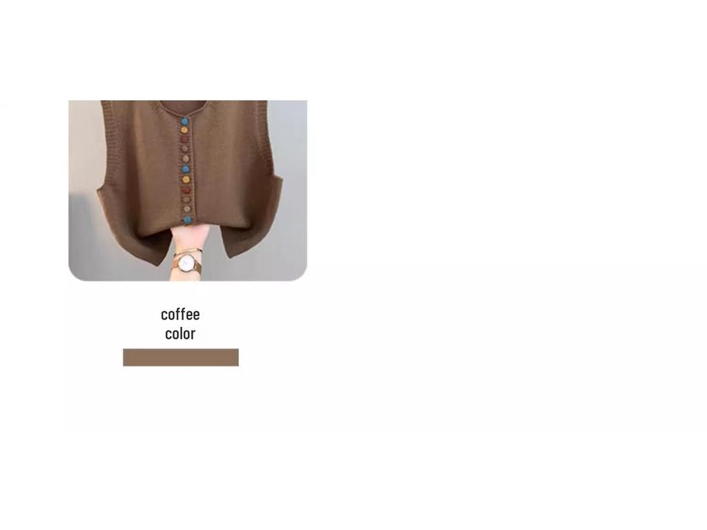 2025 Women’s Knitted V-Neck Cardigan Vest - Sleeveless, Loose Fit for Spring & Autumn