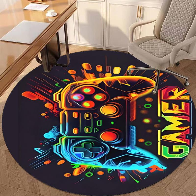 Game Controller Printed Round Rug Carpet Chair Rug Area Rug Entryway Doormats,for Office Chair Living Room Bedroom Kitchen Room.