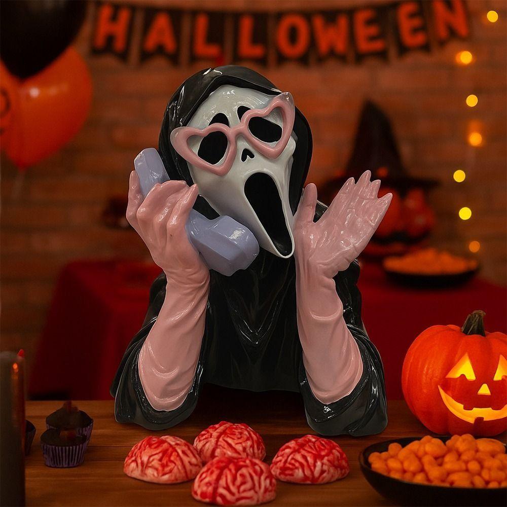 Luminous Halloween Ghost Figurine Pink Glowing Ghost Ornament  Halloween Party