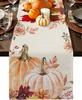 Fall Harvest Pumpkin Linen Table Runner Holiday Party Decor Washable Kitchen Dining Table Runner Autumn Thanksgiving Decoration