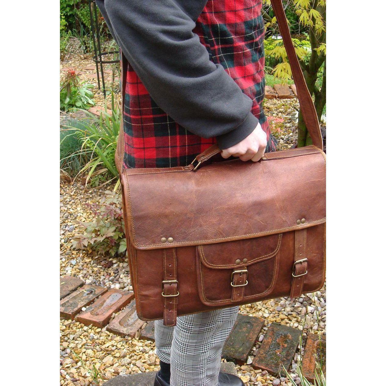 Винтажная мужская сумка через плечо из натуральной кожи — фото 2