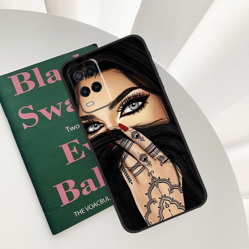 Hijab Face Muslim Islamic Gril Eyes Case For Oppo A15 A16 A17 A52 A72 A76 A96 A54 A74 A94 A54S A57S A58 A78 A98 A57 A77 Cover