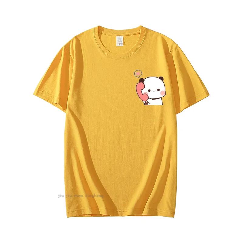 

Дуду звонит своему Бубу Футболка Женщины Мужчины Пара Смешные футболки Милые футболки с медведем пандой из хлопка Летняя мужская футболка XXXXXL розовый