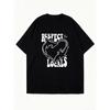 Oversized T Shirt Black Respect The Locals Shark Heart Print Graphic Tee For Beach And Casual Wear