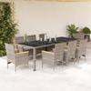 Vidaxl 9-Cz. Garden Furniture Set With Cushions, Grey, PE Rattan