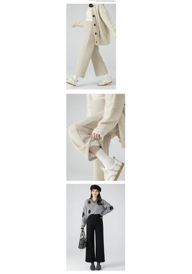 2025 New Style Fleece-Lined Cashmere Maternity Pants: Autumn/Winter Wide-Leg Design with Belly Support