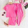 Girls' Rose & Pearl 2Pcs Short Sleeve Top & Pants Outfit